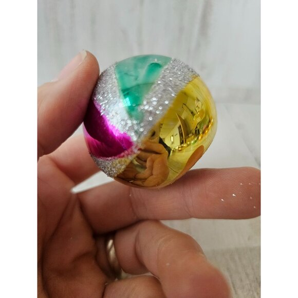 Vintage stripes mini indent ball glitter ornament mercury glass glitter reflecto - Picture 11 of 12